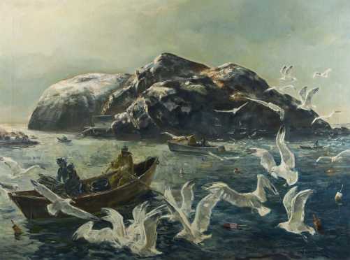 Andrew George Winter painting of Fishermen