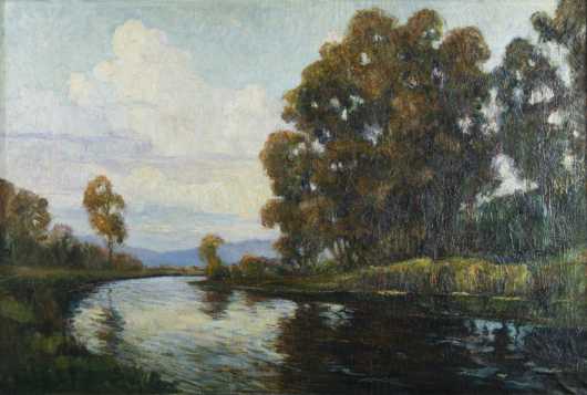 Anthony Thieme oil on canvas of Merrimack River