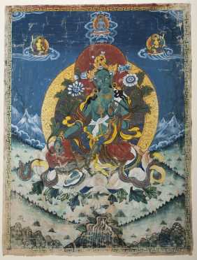 A Tibetan Thangka of Green Tara