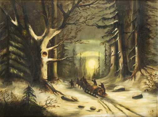 Nocturnal Woodland Winter Landscape