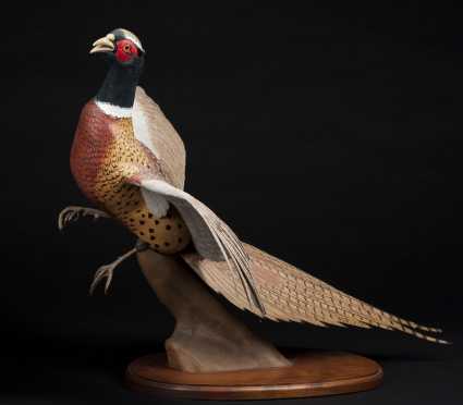 Robert & Virginia Warfield Carving of a Ring Neck Pheasant