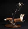 Robert & Virginia Warfield, signed  wood carving of a red fox