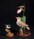 Robert & Virginia Warfield, signed "Wood Thrush Carving" and a "Black Capped Chickadee"