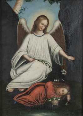 Old Master Style Painting of Guardian Angel and Child