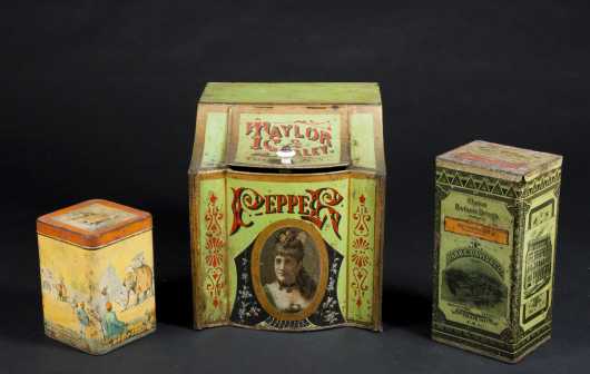 Three Antique Tin Containers