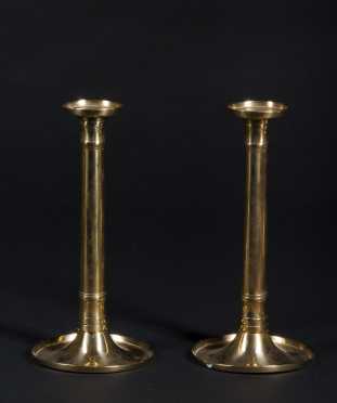 Pair of Brass Saucer Based Candlesticks
