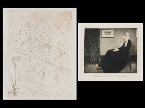 Salvador Dali', etching, "Autumn" and "Whistler's Mother" lithograph