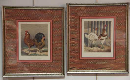 Pair of Vincent Brooks, Day & Sons, lithograph of chickens