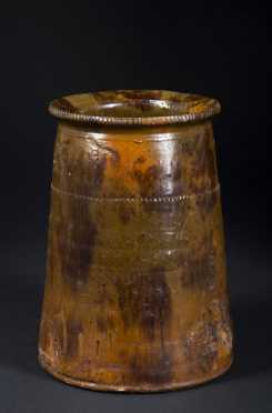 Splotch Decorated Canted Redware Jar