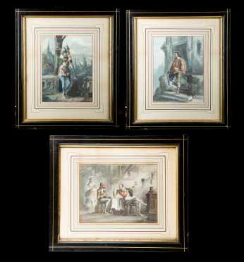 Dupendant (Artist) 1835-1900?, Europe:  three watercolors and gauche on paper 