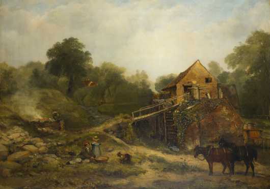 Frederick Waters Watts, R.A., 1800-1862, UK,  painting of a "Cider Mill In Devon" 