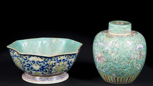 Chinese Porcelain Bowl and Covered Ginger Jar