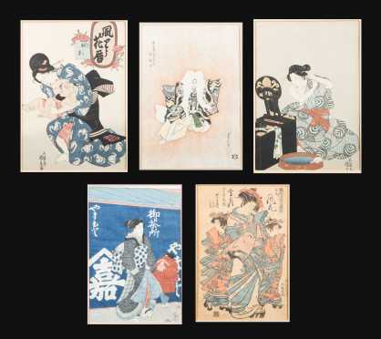 Five Japanese Block Prints