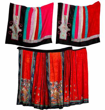 Two Chinese Embroidered Skirts