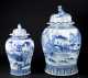 Chinese Baluster Form Blue and White Jars