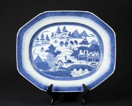 Chinese Canton Blue and White Platter
