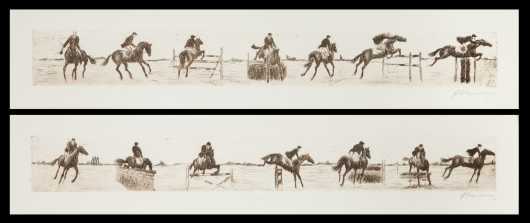 Pair of Horse Jumping Etchings, P Sepulschse