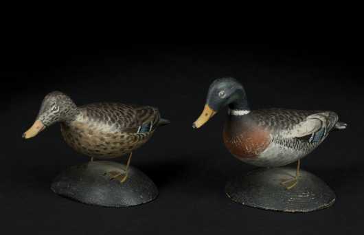 Pair of Mallard Miniature Duck Decoys, A. Elmer Crowell