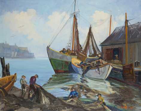 Bissell Phelps Smith Painting of "Drying Sails"