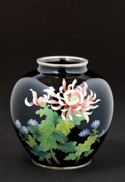 Japanese Cloisonné Vase with Silver Mounts