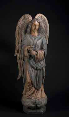 Standing Angel Figure, polychrome over wood, 19th century