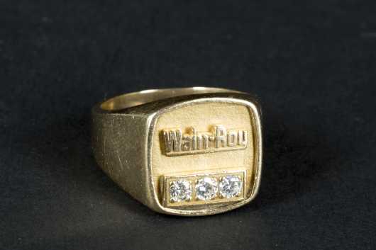14K Yellow Gold and Diamond Men's Ring