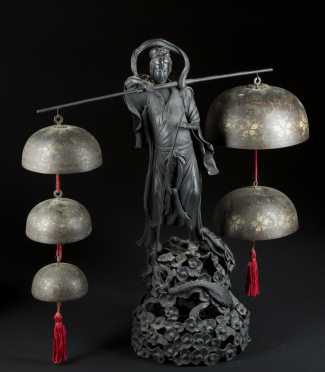 Japanese Bronze Figural Bell Set