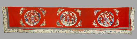 Chinese Red Needlework Banner/Table Skirt