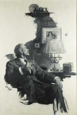 Lu Kimmel painting of a man seated in a chair
