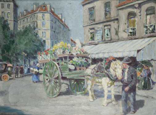 Luther Emerson Van Gorder, painting of "Flower Cart-Paris"