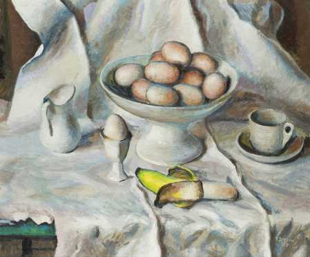 Frederick Rhodes Sisson still life painting of, "Light Breakfast"