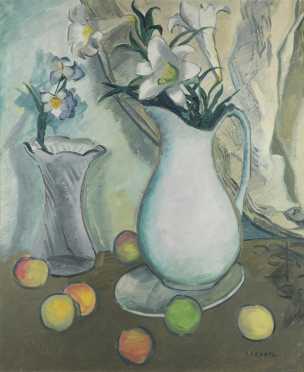 Frederick Rhodes Sisson still life painting of, "The White Pitcher "