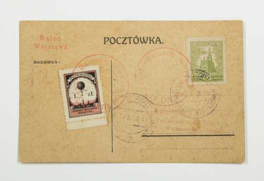 1915 Polish Balloon Mail Cover.  "Baloh Warszawa"