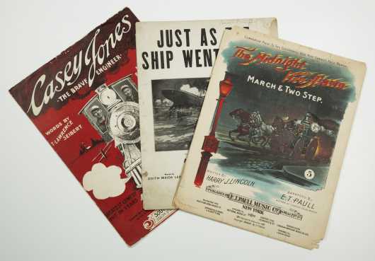 Lot of 3 Early 20th century Sheet Music Pieces with Dramatically Illustrated Front Covers