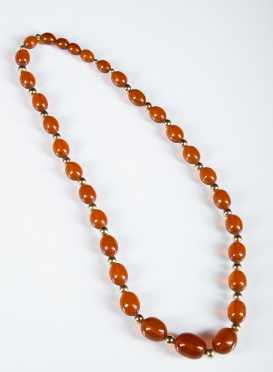 Chinese Gold and Amber Necklace