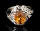 Mandarin Garnet and Diamond Ring