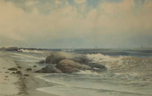 George Howell Gay, watercolor painting of a coastal scene