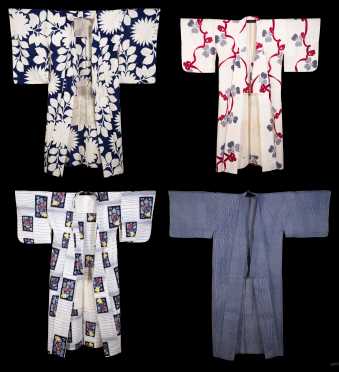 Lot of Four cotton Kimono