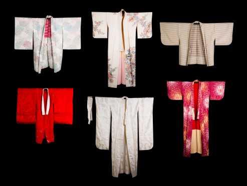 Lot of Six Japanese Silk Kimono