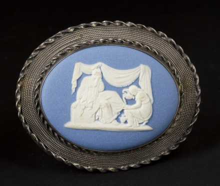 Jasperware and Sterling Silver Pin