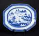 Five Pieces of Chinese Export Blue and White Canton Porcelain