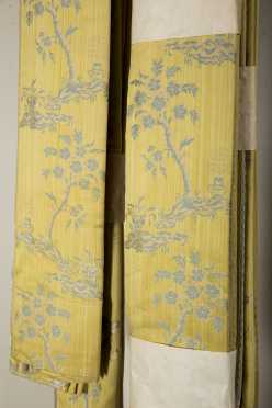 Two Pair of Silk Damask Drapes
