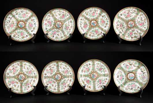 Eight Rose Medallion Dessert Plates