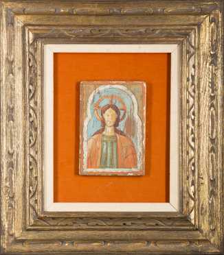 Spanish Icon Painting of Jesus Christ, oil on gessoe on wood