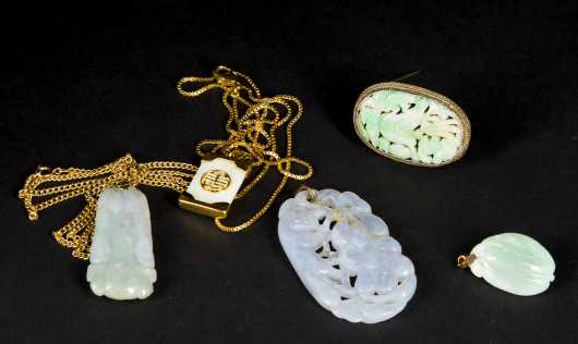 Jadeite and Nephrite Pendants and Pin