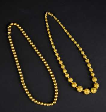 Two Sets of Yellow Gold Beads