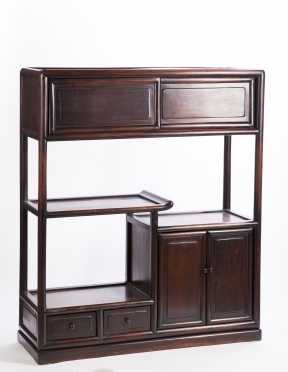 Japanese Hardwood Shelves and Cabinet