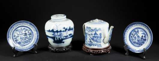 Canton China, 4 pc blue and white