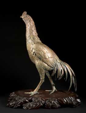 Japanese Cast Bronze Rooster
