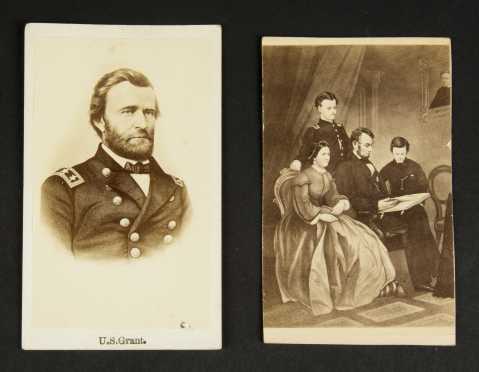 Two CDV's: Abraham Lincoln and Ulysses S. Grant.